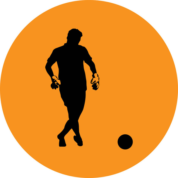 Vektorikuvitus. Kuvitus osoittaa jalkapalloilijan potkaisevan palloa. Jalkapallo
 - Vektori, kuva
