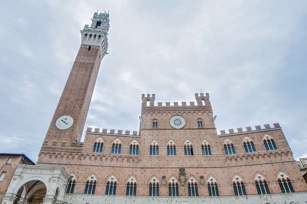 nyilvános palota és mangia torony, Siena, Olaszország - Fotó, kép