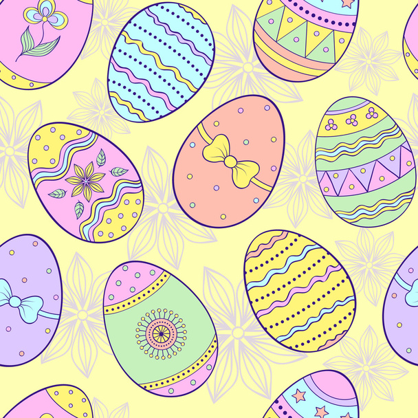 patrón sin costura con huevos de Pascua - Vector, Imagen
