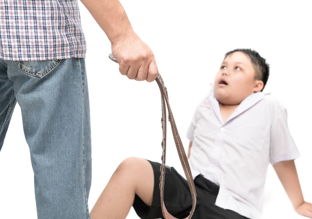 Familly aggression , father punishes child isolated  - Foto, afbeelding