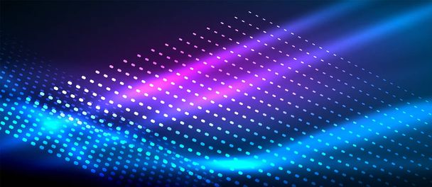 Neon suave onda digital abstrato fundo
 - Vetor, Imagem