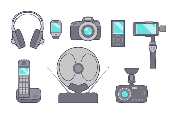 Serie di icone di dispositivi tecnici nella vita di tutti i giorni. Vettore
 - Vettoriali, immagini