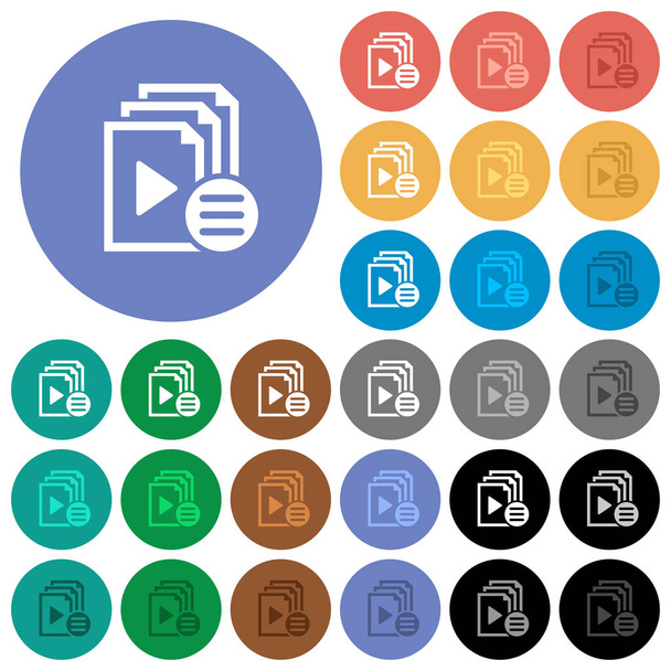 Playlist options round flat multi colored icons - Vector, Image