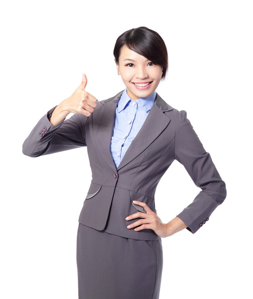 Happy business woman with thumbs up - Foto, afbeelding