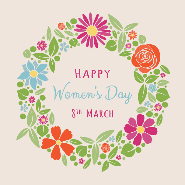 Women's Day - concept of a card with hand drawn flowers. Vector. - Vector, Image