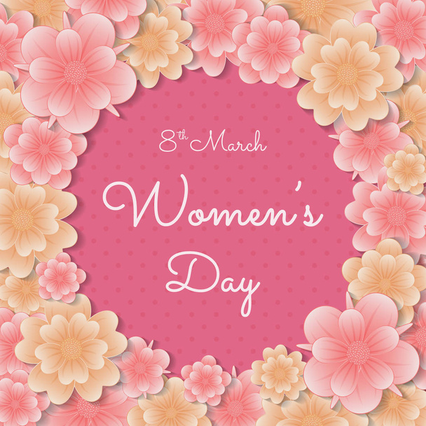 Women's Day - design of a card with beautiful flowers. Vector. - Vetor, Imagem