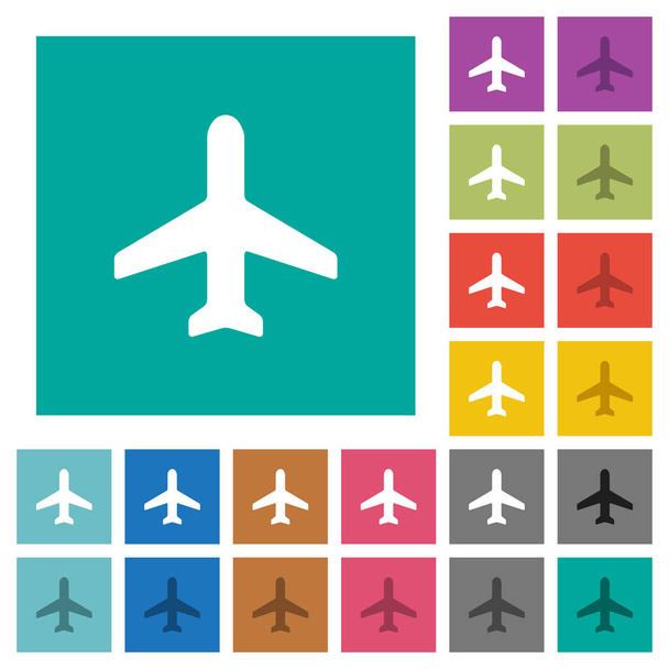 Flugzeug Quadrat flache mehrfarbige Symbole - Vektor, Bild