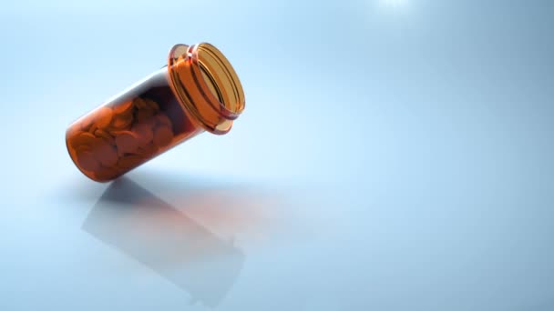 3D замедленной съемки медицинских таблеток, выпадающих из оранжевого пластикового контейнера
 - Кадры, видео