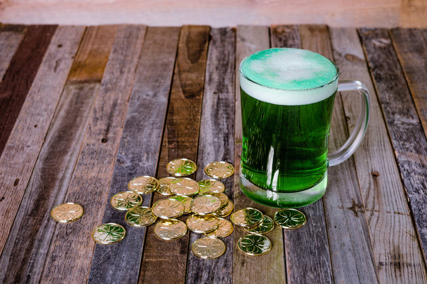 St. Patrick���s mug of green beer golden coins - Photo, Image