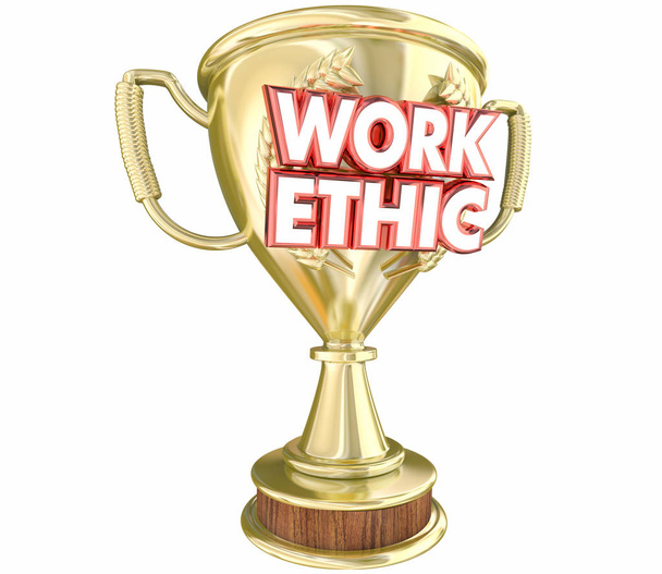 Pracovní morálku nejlepší zaměstnance postoj oddanosti Award Trophy 3d ilustrace - Fotografie, Obrázek