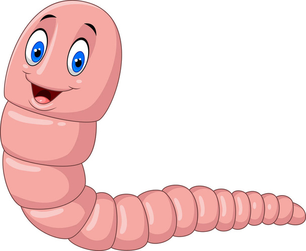 Мультфільм щасливий черв'як ізольований на білому тлі
 - Вектор, зображення