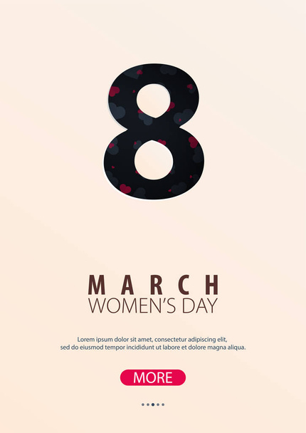 8 March International Womens Day greeting card with heards. Vector illustration. - Vector, afbeelding