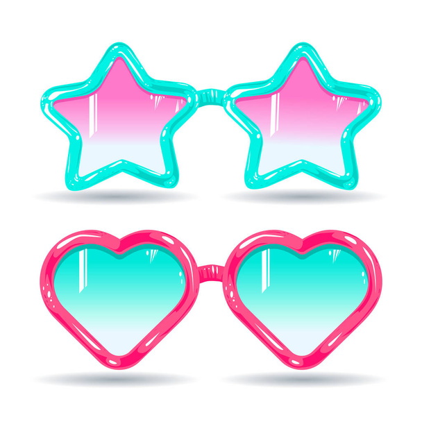 солнцезащитные очки в стиле диско, розовые и светло-голубые
 - Вектор,изображение