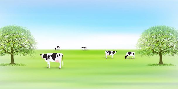 Cow ranch landscape background - Vector, Image