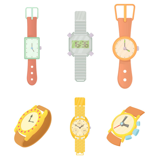Hand watch icon set, cartoon style - Vektor, obrázek