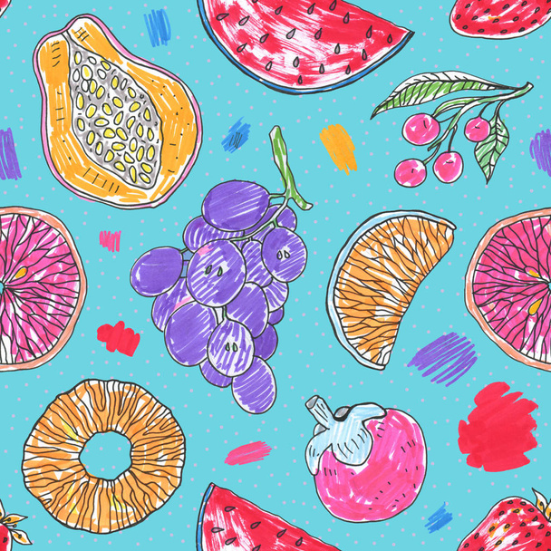 Tropical pattern of exotic fruit. Abstract Seamless background - Photo, Image