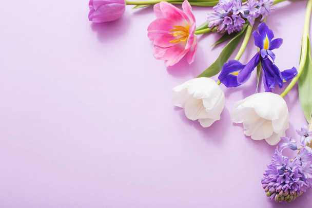 beautiful flowers on paper background - Photo, image