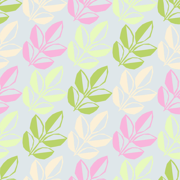 Seamless background with decorative leaves. Pattern with plants. Textile rapport. - Vector, imagen
