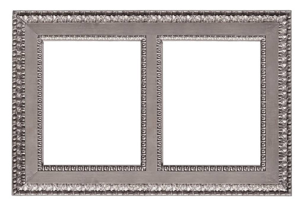 Marco doble plateado (díptico) sobre fondo blanco para pinturas, espejos o fotos
 - Foto, imagen