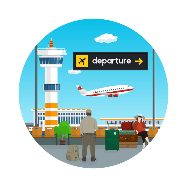 Icon of Waiting Room with People at the Airport - Vector, Image