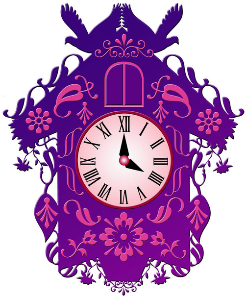 Colorful illustration of a cuckoo clock - Foto, imagen