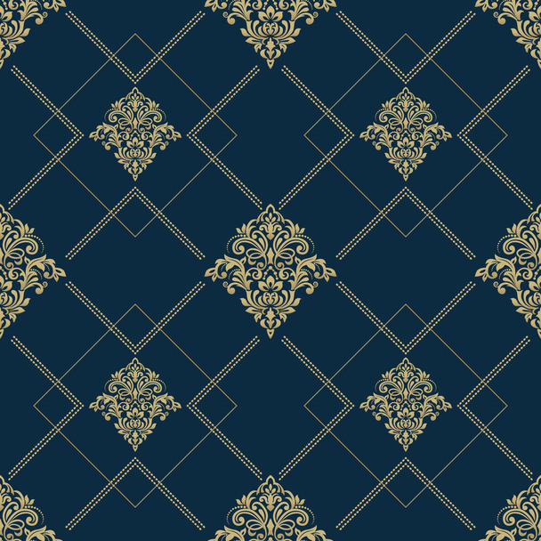 Vector damask seamless pattern background. Classic vintage patte - Vetor, Imagem