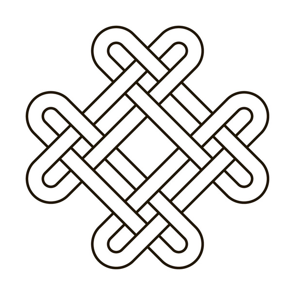 Celtic knot geometric ancient cross tribal vector knotted logo illustration. Knot work gaelic tattoo knotty ornament. Geometrical black knit - Vector, Image