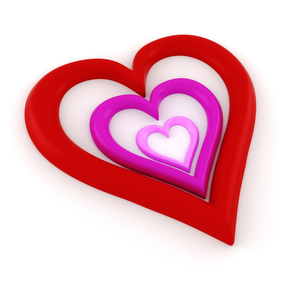 3d heart shape on white background - Фото, изображение