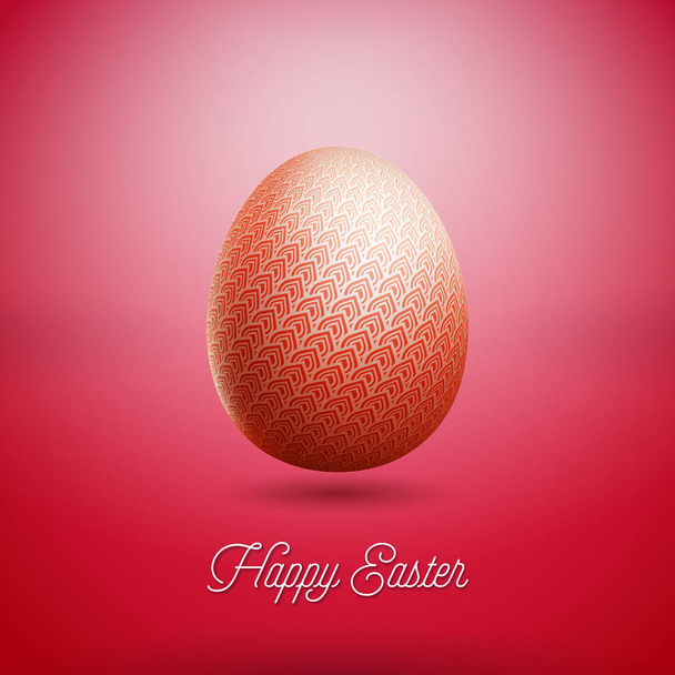Vector Illustration of Happy Easter Holiday with Red Painted Egg on Clean Background. International Celebration Design with Typography for Greeting Card, Party Invitation or Promo Banner. - Vektör, Görsel