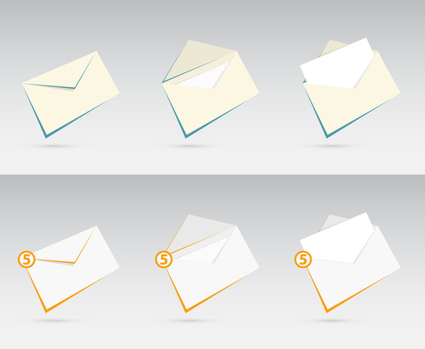 Vector set of envelopes with letters - Διάνυσμα, εικόνα