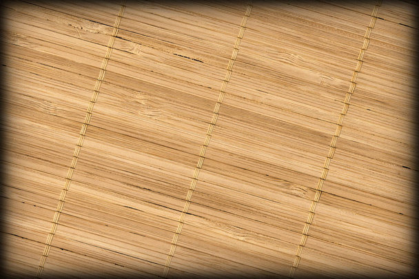 Rustic Natural Brown Bamboo Place Mat Slatted Interlaced Coarse Vignette Grunge Texture - Photo, Image