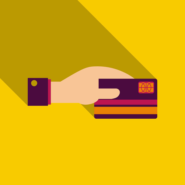 Επιχείρηση άνθρωπος χέρι κρατά πιστωτική κάρτα σε διανυσματική μορφή - Διάνυσμα, εικόνα
