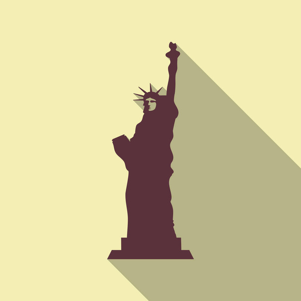 Liberty Statue Icon Illustration in flat style with shadow - Vector, Image