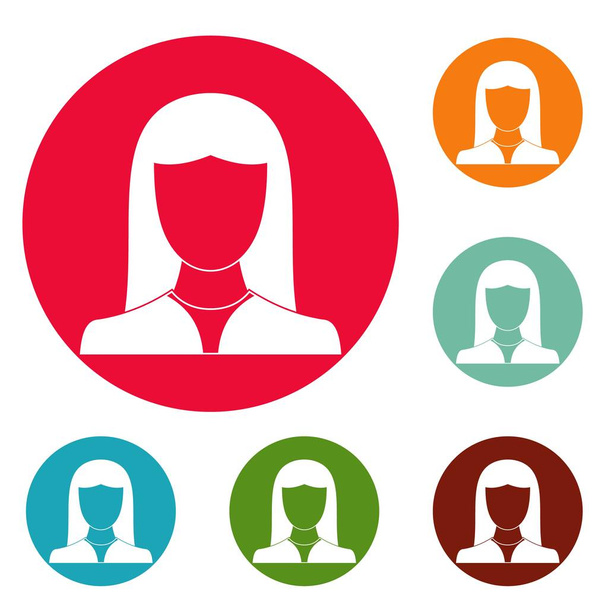 Woman avatar icons circle set vector - Vector, Image