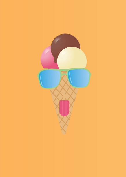 Funny Icecream with sunglasses illustration - Διάνυσμα, εικόνα