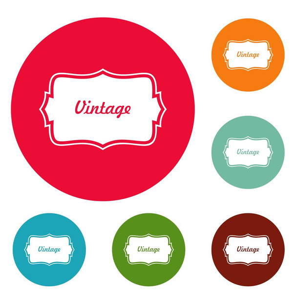 Vintage label icons circle set vector - Vettoriali, immagini