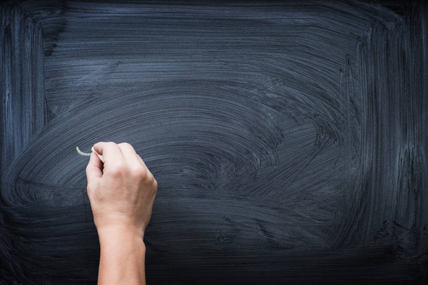 Hand drawing with chalk on Blank Blackboard Background textured. - Photo, Image