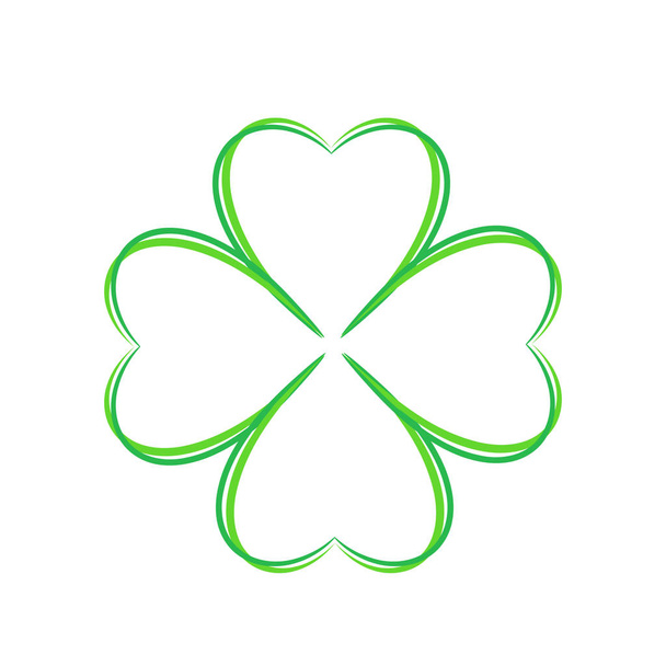 Four leaf green clover ahnd draw. Lucky quatrefoil. Good luck sy - Vector, Image