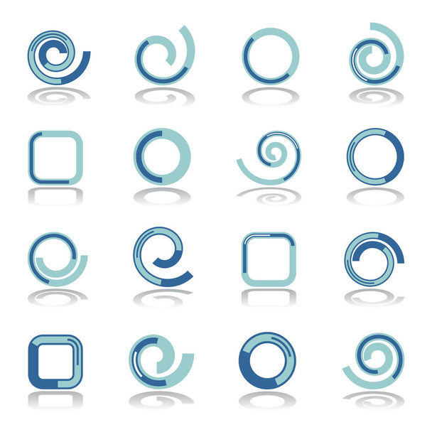 Design elements set. Spiral, circle and square shapes.  - Vector, Image