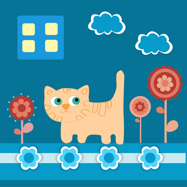 Vector background with cat. - Vector, Image