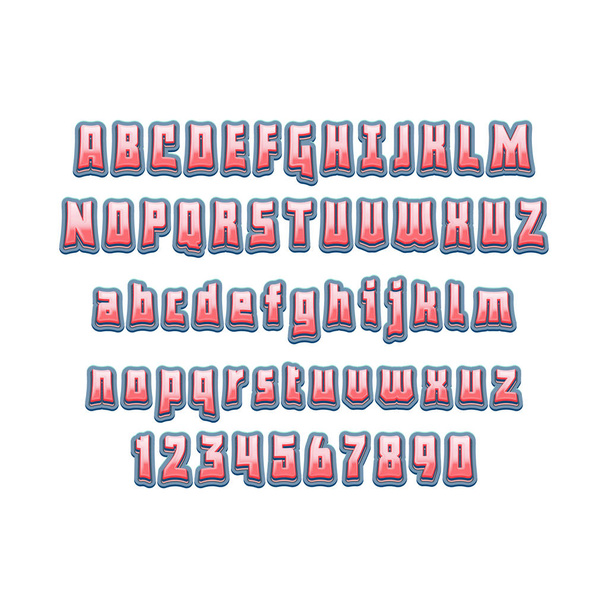 Comic lettering font 3d. Vector alphabet.Hand Lettering script font. Typography alphabet for Designs Logos, Packaging Design, Poster. ABC... - Vettoriali, immagini