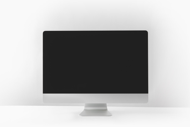 modern desktop computer with black screen on white - Photo, Image