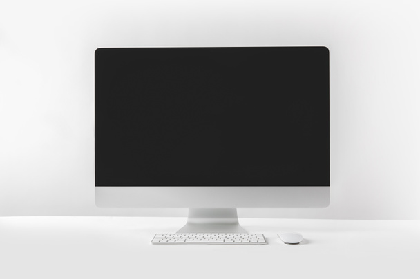 modern desktop computer with blank screen on white - Photo, Image