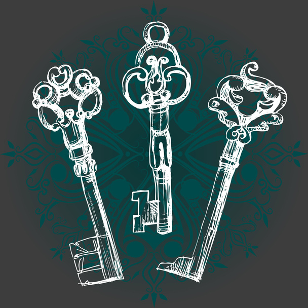 Vector vintage keys. Vector illustration. - Vector, Image