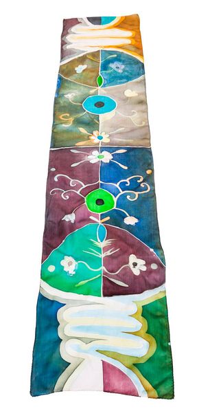 шелковый шарф батик с абстрактным цветочным узором
 - Фото, изображение