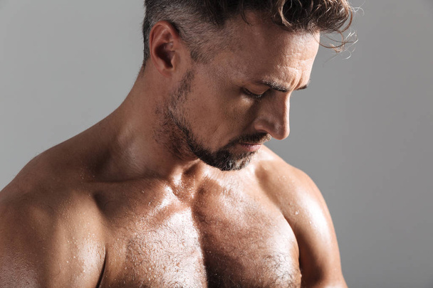 Close up portrait of a handsome muscular mature shirtless sportsman - Φωτογραφία, εικόνα