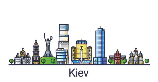 Bandera de Kiev de línea plana - Vector, imagen