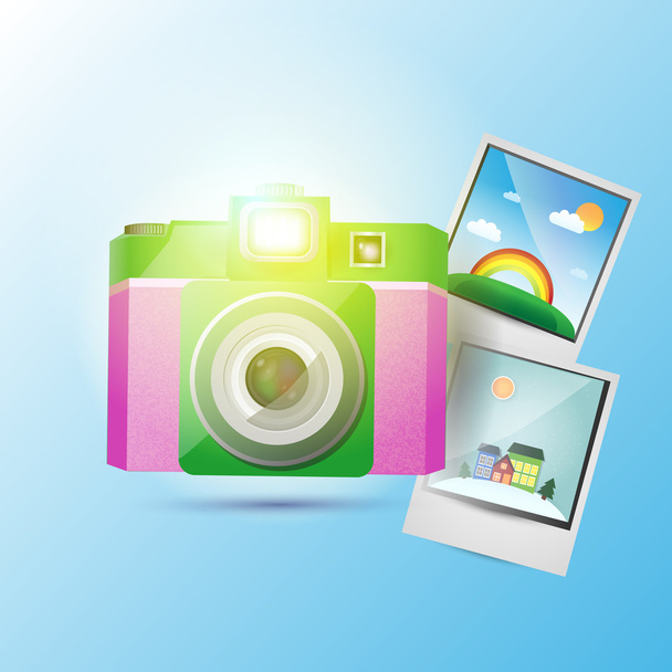 Vector photo camera with pictures. - Vector, Image