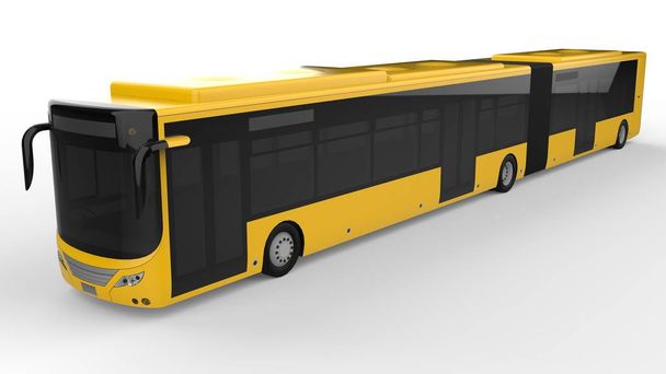 Büyük bir otobüs acele saat veya insanların ulaşım sırasında büyük yolcu kapasitesi için ek bir uzatılmış bölümü ile yoğun alanları doldurulur. Görüntü ve INsc yerleştirmek için model şablonu - Fotoğraf, Görsel