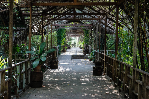 perspective view of walkway in park. pathway in building - Photo, Image